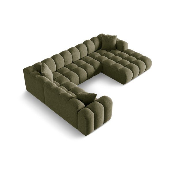 Zielony narożnik z tkaniny szenilowej (lewostronny/w kształcie litery U) Treno – Cosmopolitan Design-image-2