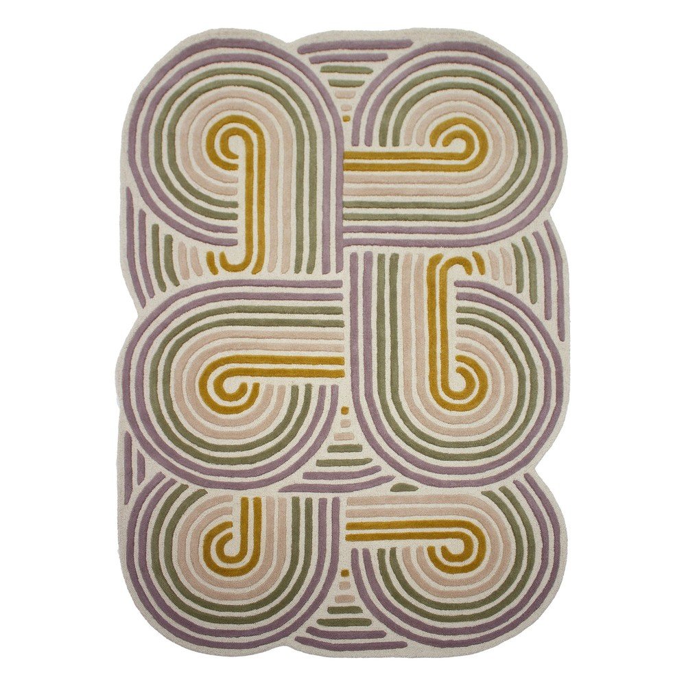 Zielony wełniany dywan tkany ręcznie 140x200 cm Spiral Shaped – Flair Rugs