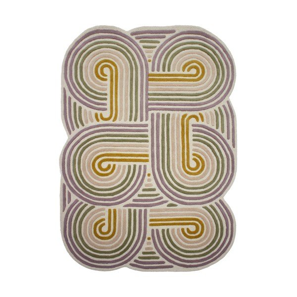 Zielony wełniany dywan tkany ręcznie 140x200 cm Spiral Shaped  – Flair Rugs