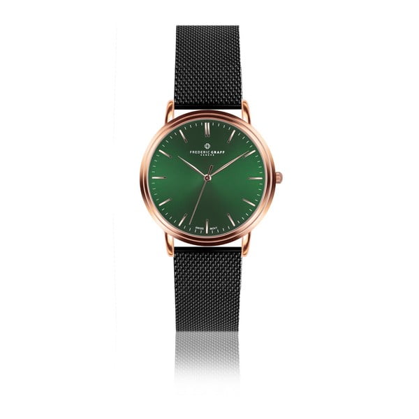Zegarek z paskiem ze stali nierdzewnej z zieloną tarczą Frederic Graff Grunhorn
