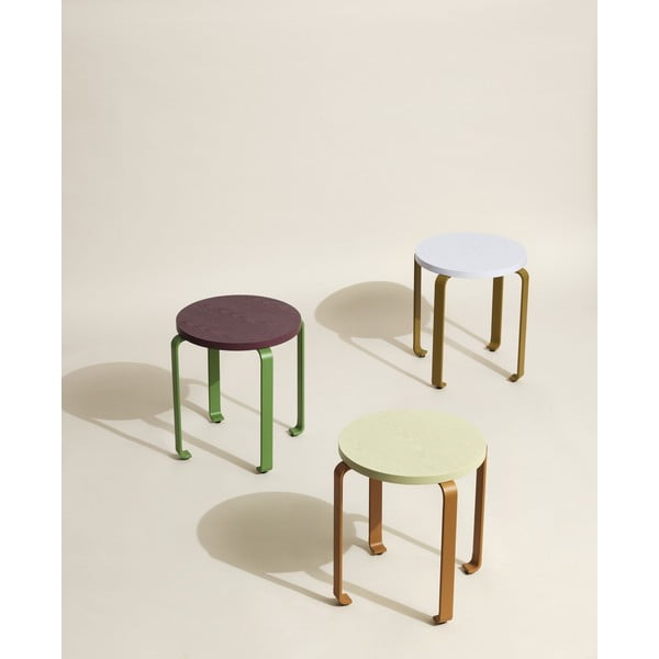 Pomarańczowo-zielony stołek z drewna jesionowego Smile - Hübsch-image-1