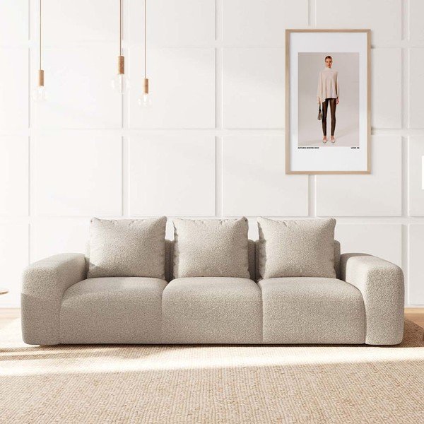 Beżowa sofa z materiału bouclé 287 cm Monce – Rodier-image-1