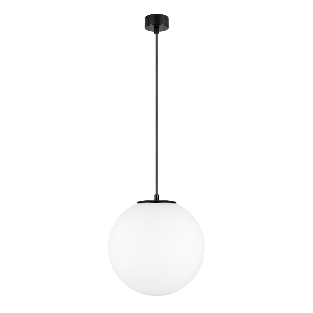 Biała lampa wisząca z oprawką w czarnym kolorze Sotto Luce TSUKI L