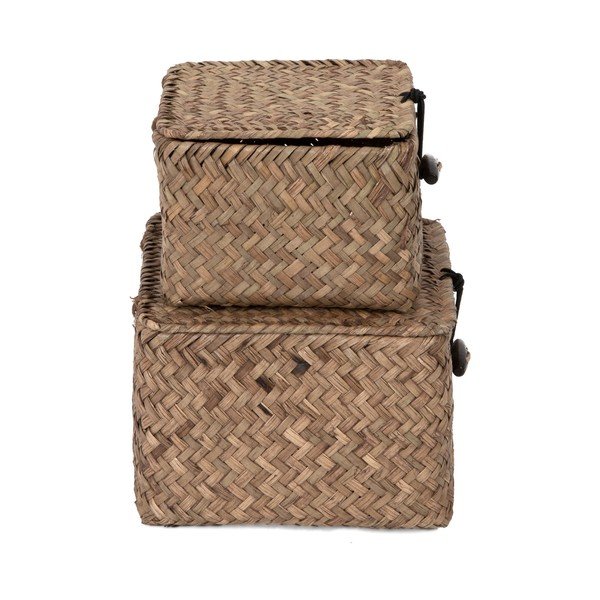 Zestaw 2 ciemnobrązowych koszyków trzcinowych Compactor Lidwhite-image-4