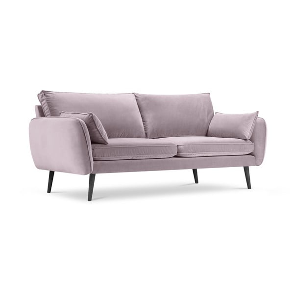 Jasnoróżowa aksamitna z czarnymi nogami sofa Kooko Home Lento, 198 cm-image-2