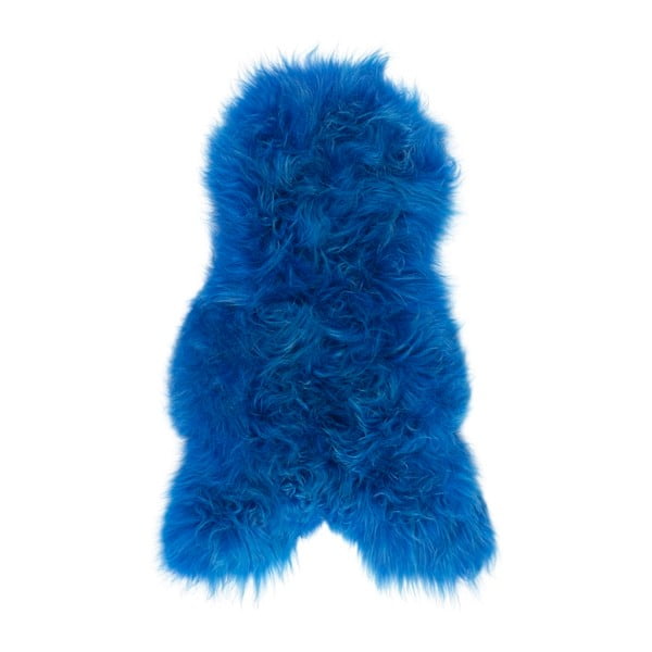 Niebieski futrzany dywan z owczej skóry z długim włosiem Arctic Fur Ptelja, 100x55 cm