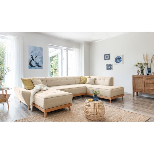 Beżowa rozkładana sofa w kształcie litery "U" Miuform Dazzling Daisy, prawostronna-image-4