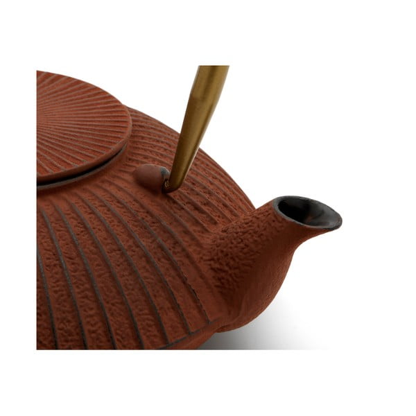 Jasnoczerwony żeliwny dzbanek do herbaty 1,1 l Linhai – Bredemeijer-image-1