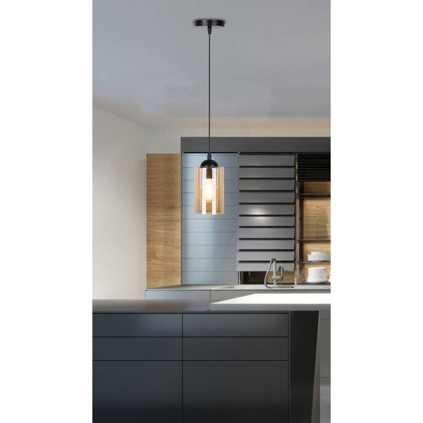 Czarna lampa wisząca ze szklanym kloszem ø 10 cm Bistro – Candellux Lighting-image-3