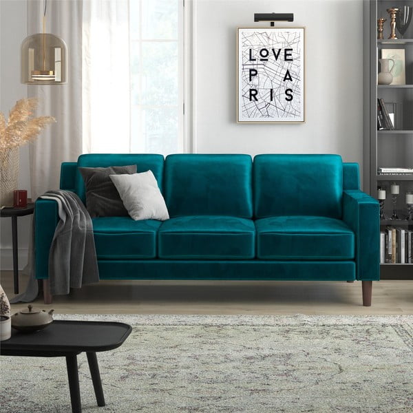 Zielona aksamitna sofa 83 cm Brynn – Støraa-image-2