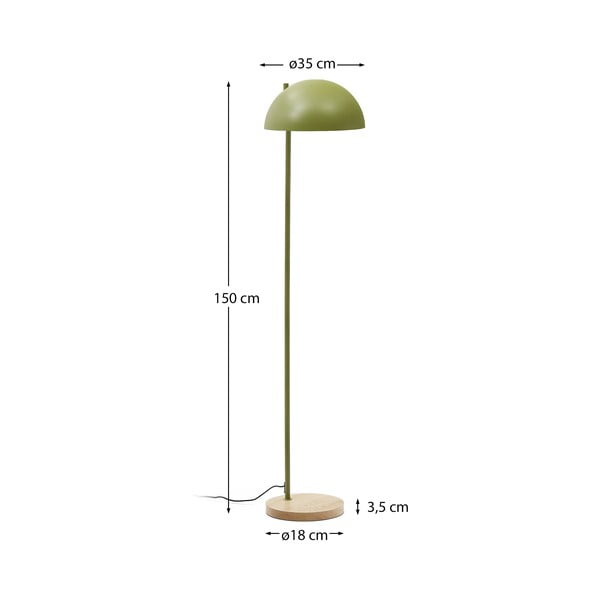Zielono-naturalna lampa stojąca z metalowym kloszem (wysokość 150 cm) Catlar – Kave Home-image-4