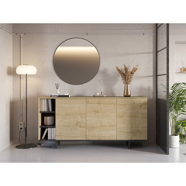 Niska komoda w dekorze dębu 170x80 cm Cequoia – Marckeric-image-1