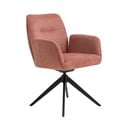 Różowy tapicerowany fotel jadalniany z podłokietnikami Roxana – Unique Furniture