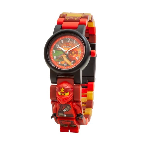 Czerwony zegarek ze składanym paskiem i minifigurką LEGO® NINJAGO Kai