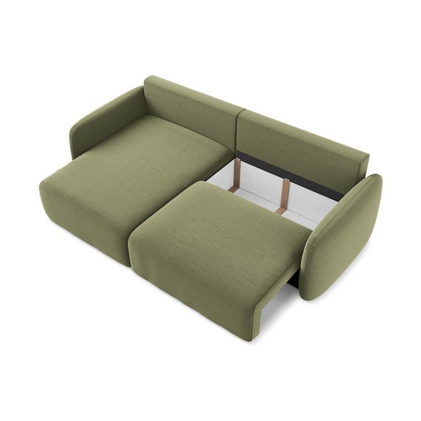 Zielony aksamitny rozkładany/ze schowkiem narożnik (lewostronny/z szezlongiem) Kalena – Makamii-image-4