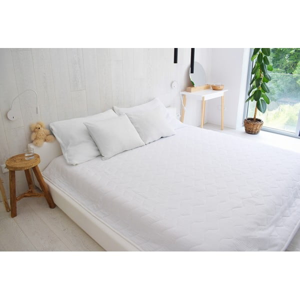 Biała muślinowa narzuta pikowana 210x240 cm Plain Muslin – Butter Kings-image-2