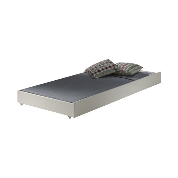 Białe piętrowe łóżko dziecięce z litego drewna sosnowego ze schowkiem z wysuwanym łóżkiem 90x200 cm PINO – Vipack-image-4