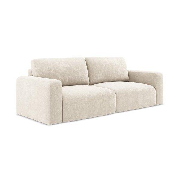 Kremowa rozkładana/ze schowkiem sofa z tkaniny szenilowej 252 cm Kona – Makamii-image-2