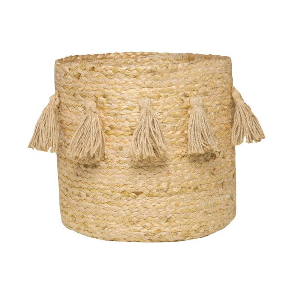 Beżowy koszyk tkany ręcznie z włókien konopnych Nattiot, Ø 30 cm
