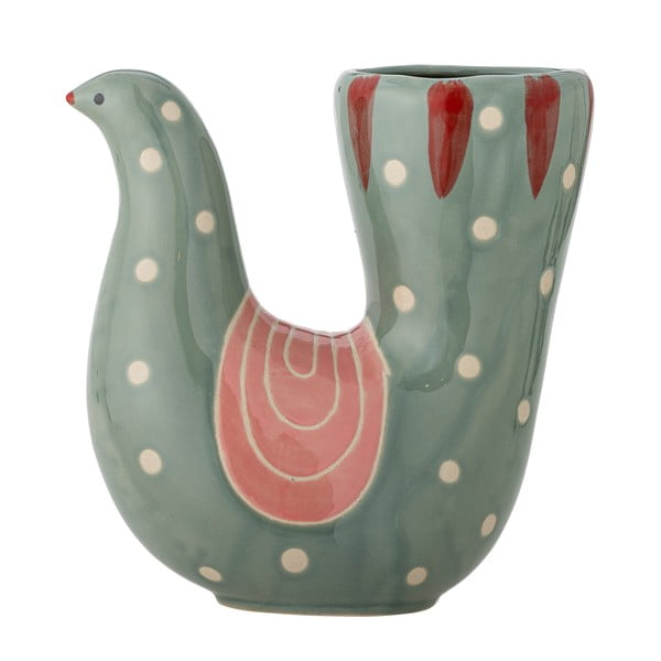 Zielony kamionkowy ręcznie malowany wazon (wysokość 19 cm) Trudy – Bloomingville