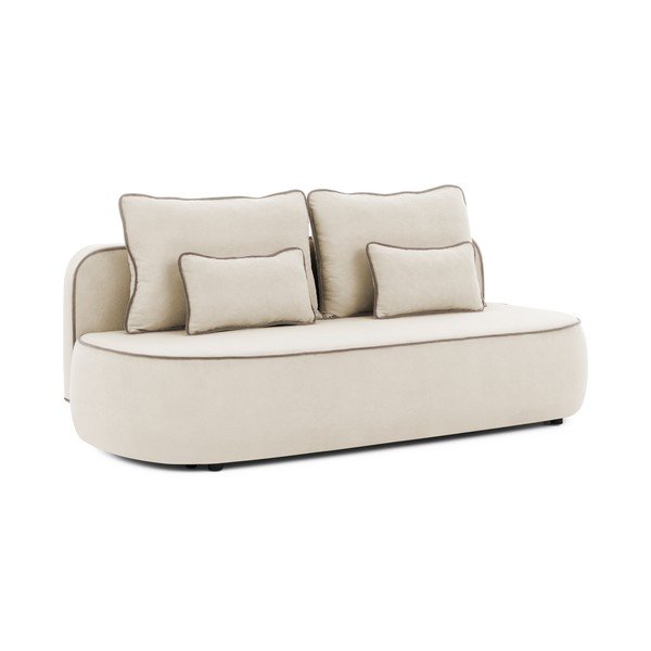 Beżowa/szarobrązowa aksamitna rozkładana/ze schowkiem sofa 210 cm Saga – Ropez