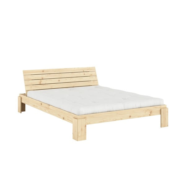 Łóżko dwuosobowe z litego drewna sosnowego ze stelażem 160x200 cm w naturalnym kolorze Layers – Karup Design-image-3