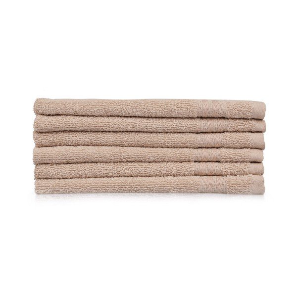 Zestaw 6 beżowych ręczników łazienkowych, 50x30 cm-image-1