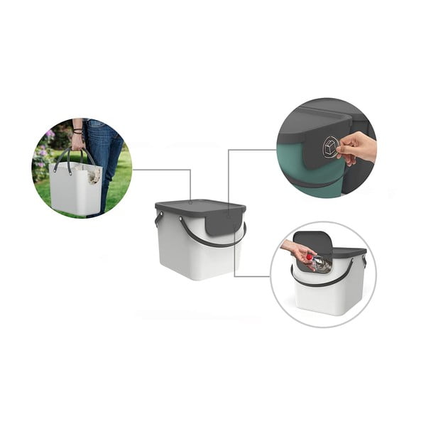 Kosz z plastiku z recyklingu na śmieci do segregacji 40 l Albula – Rotho-image-4