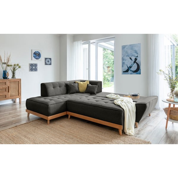 Ciemnoszary rozkładany narożnik Miuform Dazzling Daisy L, lewostronny-image-4