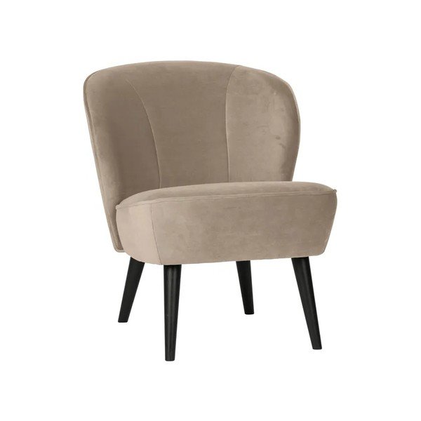 Beżowy aksamitny fotel Sara – WOOOD