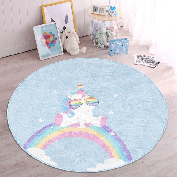 Jasnoniebieski dywan dziecięcy ø 80 cm Comfort – Mila Home-image-2
