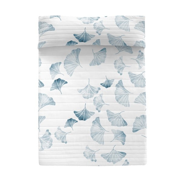 Biało-niebieska bawełniana narzuta pikowana 240x260 cm Ginkgo – Blanc