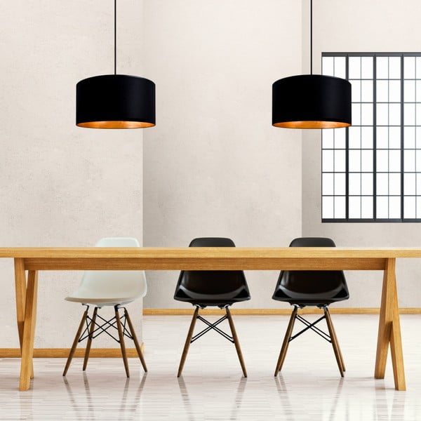 Czarna podwójna lampa wisząca z wnętrzem w kolorze złota Sotto Luce Mika, ⌀ 36 cm-image-1
