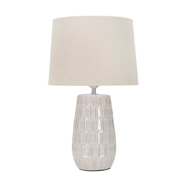 Kremowa ceramiczna lampa stołowa z tekstylnym kloszem (wys. 44,5 cm) Hole – Mauro Ferretti
