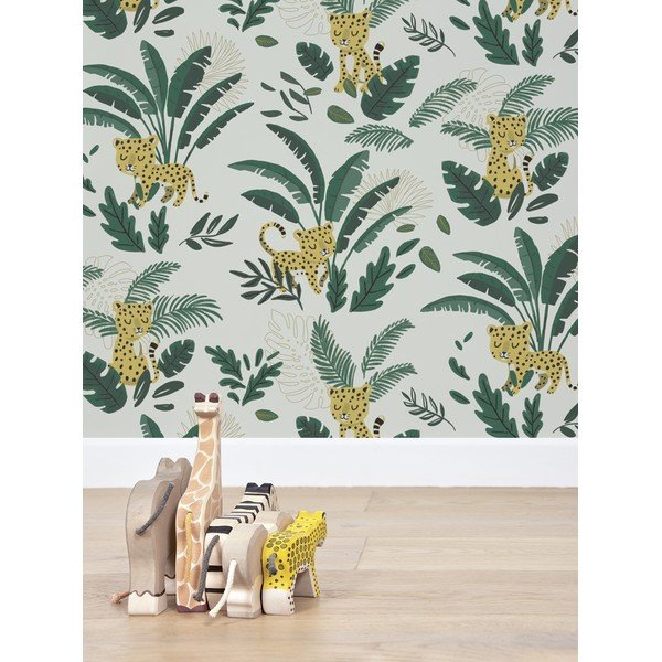 Tapeta dziecięca 10 m x 50 cm Cheetah & Tropical Leaves – Lilipinso-image-1
