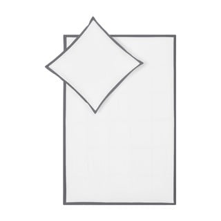 Biało-szara pościel jednoosobowa z perkalu bawełnianego Westwing Collection Joanna, 135x200 cm