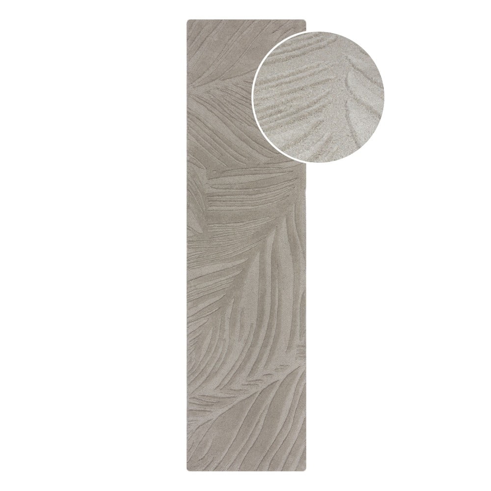 Jasnoszary wełniany chodnik 60x230 cm Lino Leaf – Flair Rugs