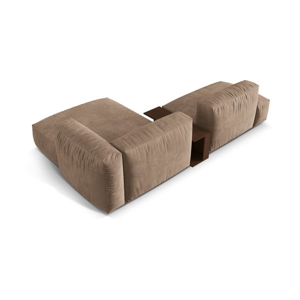 Jasnobrązowy aksamitny narożnik modułowy (prawostronny/z szezlongiem) Martina – Micadoni -image-3