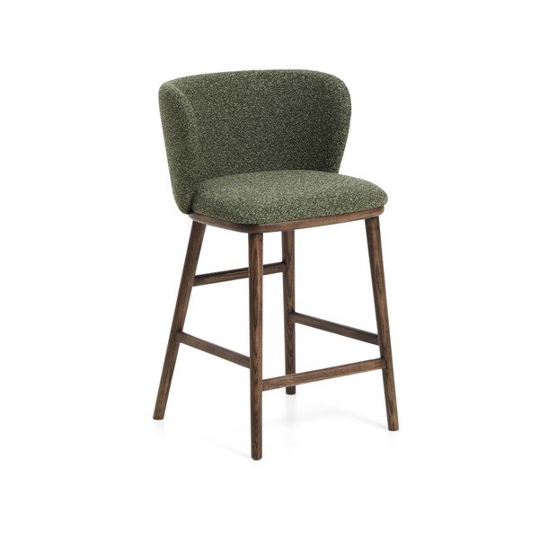 Ciemnozielony tapicerowany hoker (wysokość siedziska 65 cm) Ciselia – Kave Home