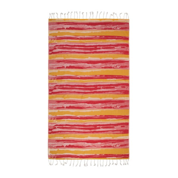 Czerwony ręcznik hammam Begonville Brush, 180x95 cm