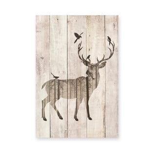 Dekoracyjna tabliczka z drewna sosnowego Really Nice Things Watercolor Deer, 40x60 cm