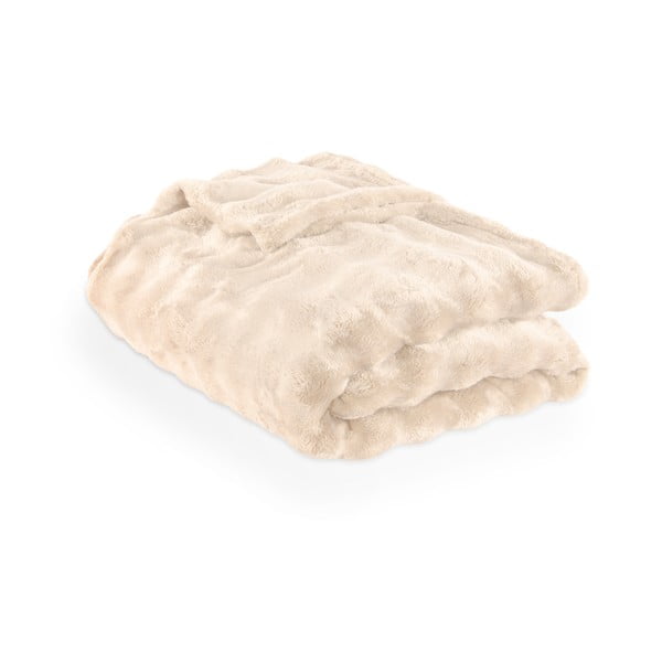 Koc z mikropluszu w kolorze kości słoniowej 150x200 cm Wave – Tiseco Home Studio