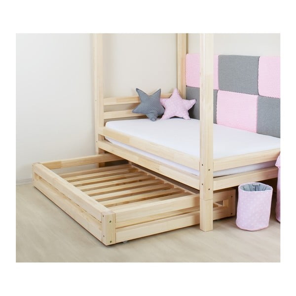 Komplet lakierowanej szuflady pod łóżko i 4 dodatkowych nóg Benlemi, do łóżka 90x180 cm-image-2