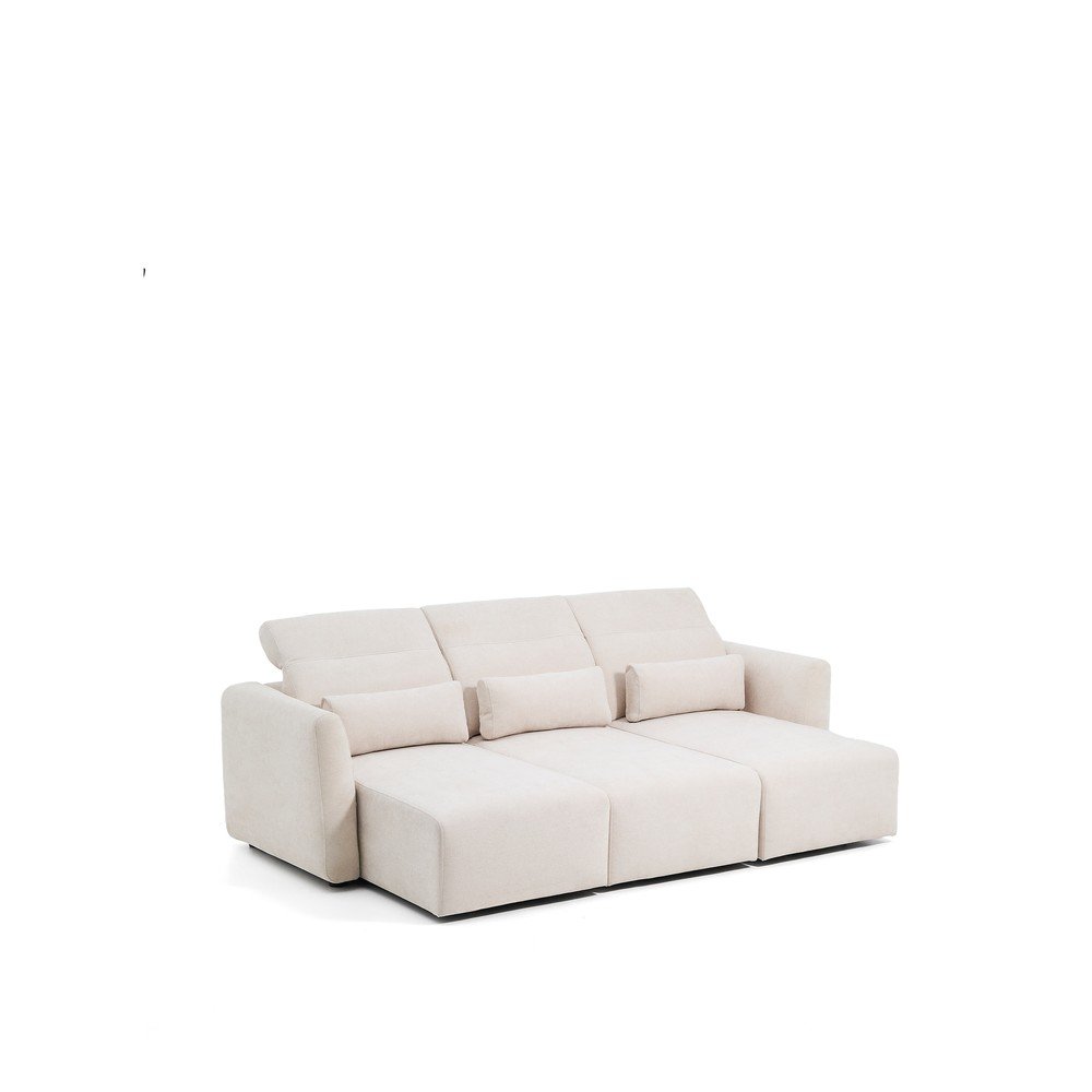 Beżowa częściowo rozkładana/rozkładana sofa z tkaniny szenilowej z szezlongiem 255 cm Lares – Kave Home (zdjęcie 9)