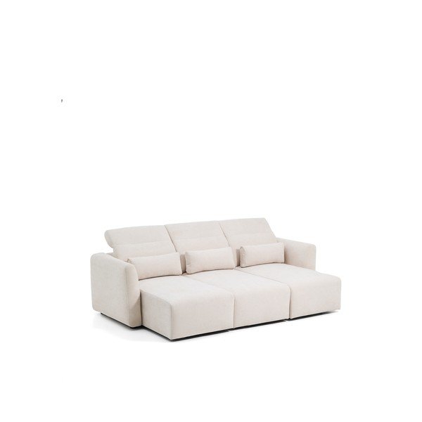 Beżowa częściowo rozkładana/rozkładana sofa z tkaniny szenilowej z szezlongiem 255 cm Lares – Kave Home-image-4