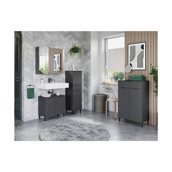 Antracytowa szafka pod umywalkę 60x56 cm Arcena – Germania-image-4