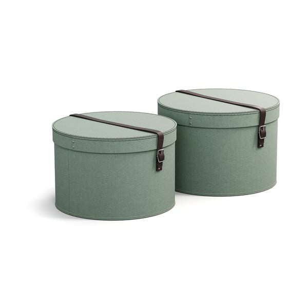 Zielononiebieskie kartonowe pojemniki zestaw 2 szt. z pokrywką ø 37,5x25,5 cm Rut Canvas Paper Laminate – Bigso-image-2