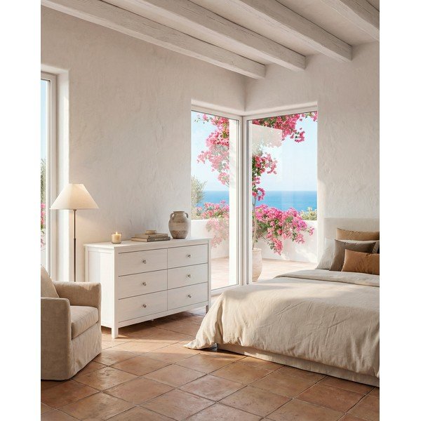 Biała niska komoda z litego drewna sosnowego 130x80 cm Berna – Marckeric-image-1