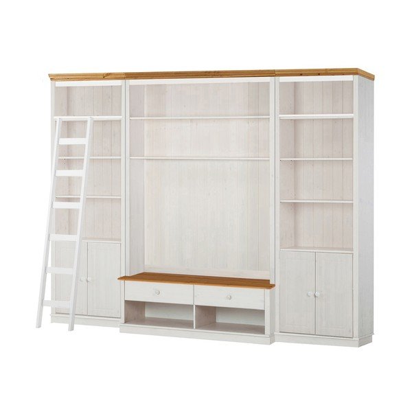 Biały zestaw pod TV z litego drewna sosnowego 288x223 cm Anita – Støraa-image-1