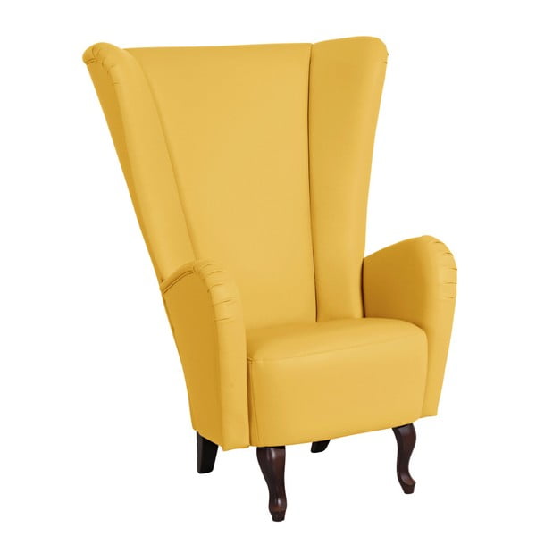 Żółty fotel z imitacji skóry Max Winzer Aurora